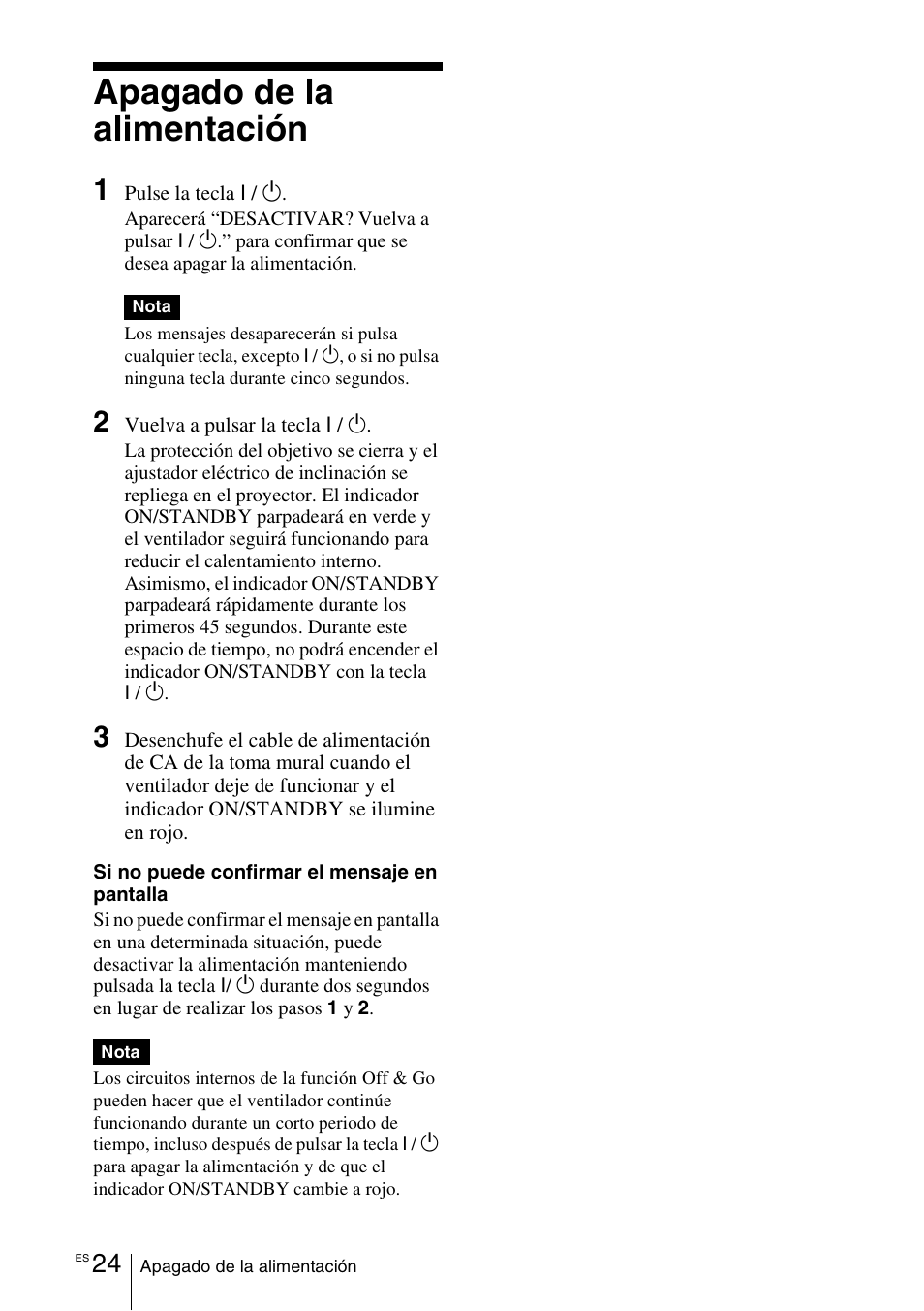 Apagado de la alimentación | Sony VPL-CX70 User Manual | Page 140 / 180