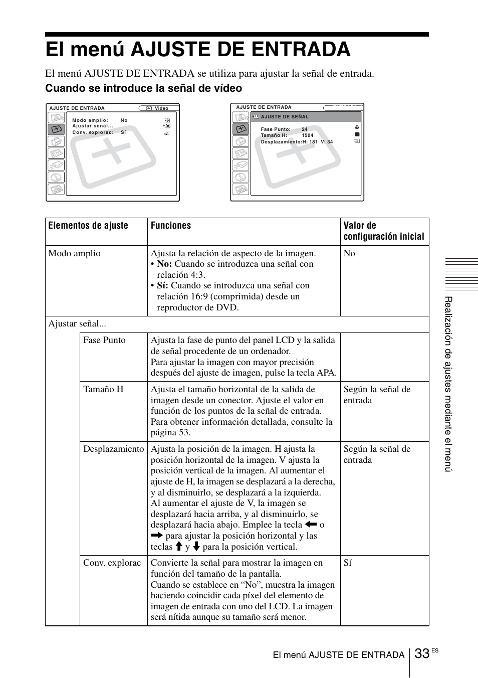 El menú ajuste de entrada | Sony VPL-CX70 User Manual | Page 149 / 180