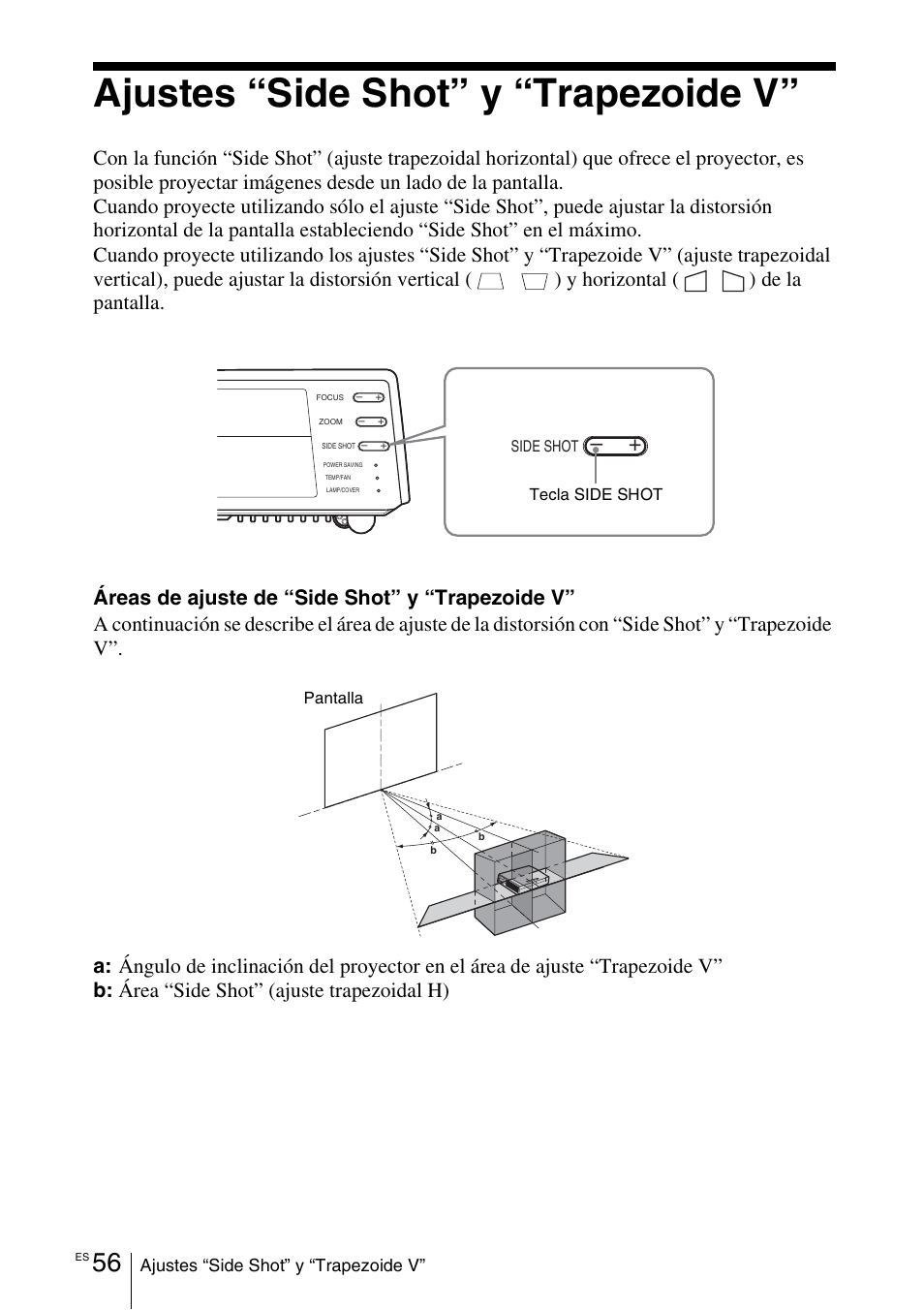 Ajustes “side shot” y “trapezoide v | Sony VPL-CX70 User Manual | Page 172 / 180