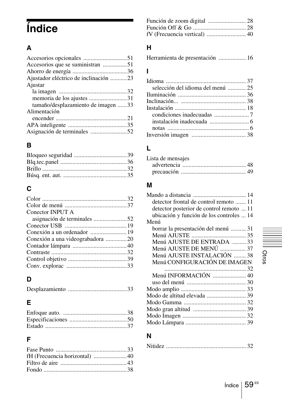 Índice | Sony VPL-CX70 User Manual | Page 175 / 180