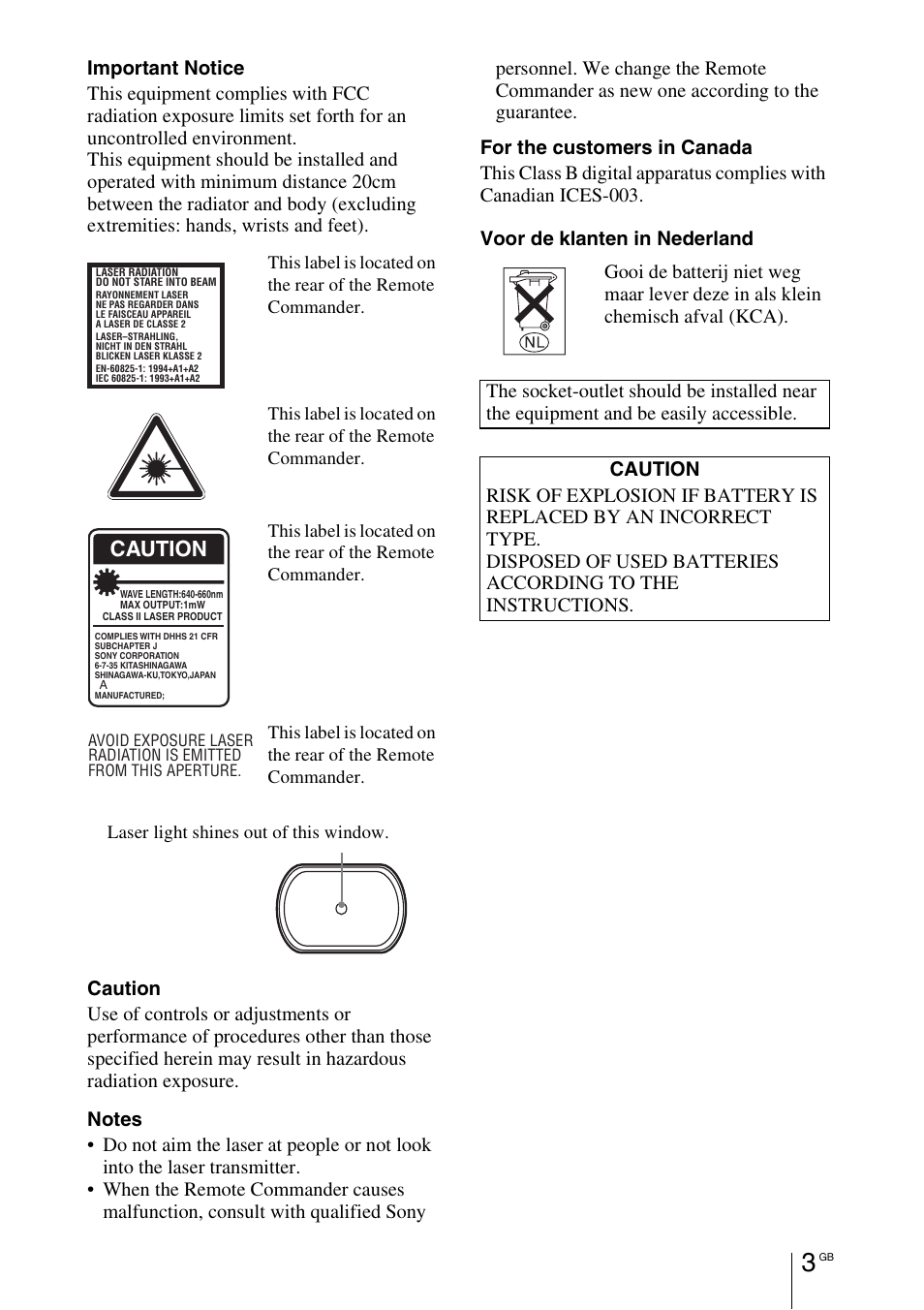 Caution | Sony VPL-CX70 User Manual | Page 3 / 180
