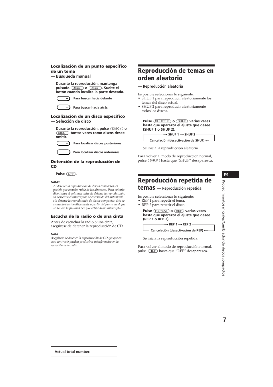 Reproducción de temas en orden aleatorio, Reproducción repetida de temas | Sony CDX-52RF User Manual | Page 19 / 27