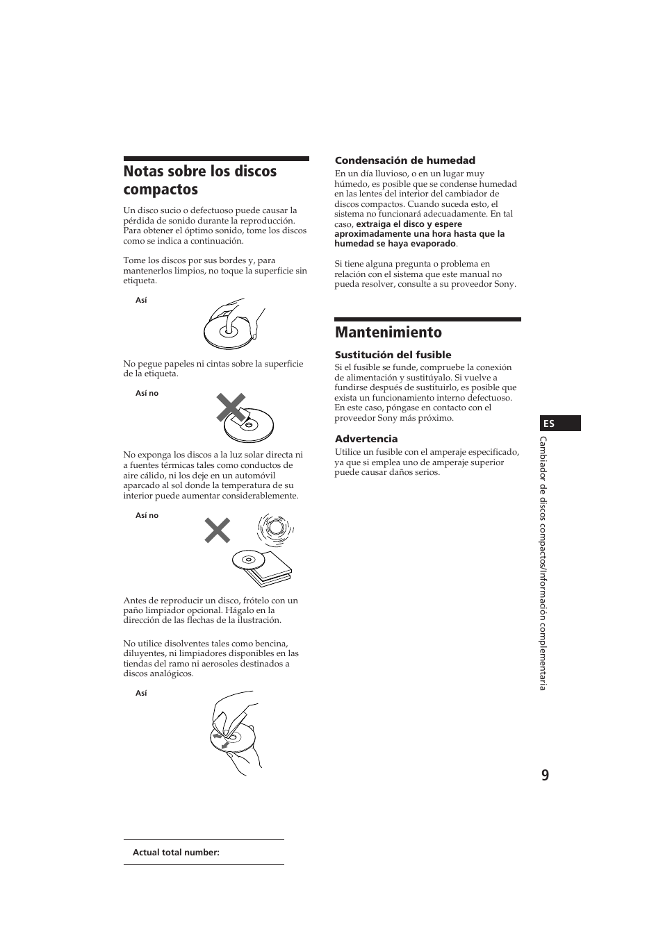 Notas sobre los discos compactos, Mantenimiento | Sony CDX-52RF User Manual | Page 21 / 27