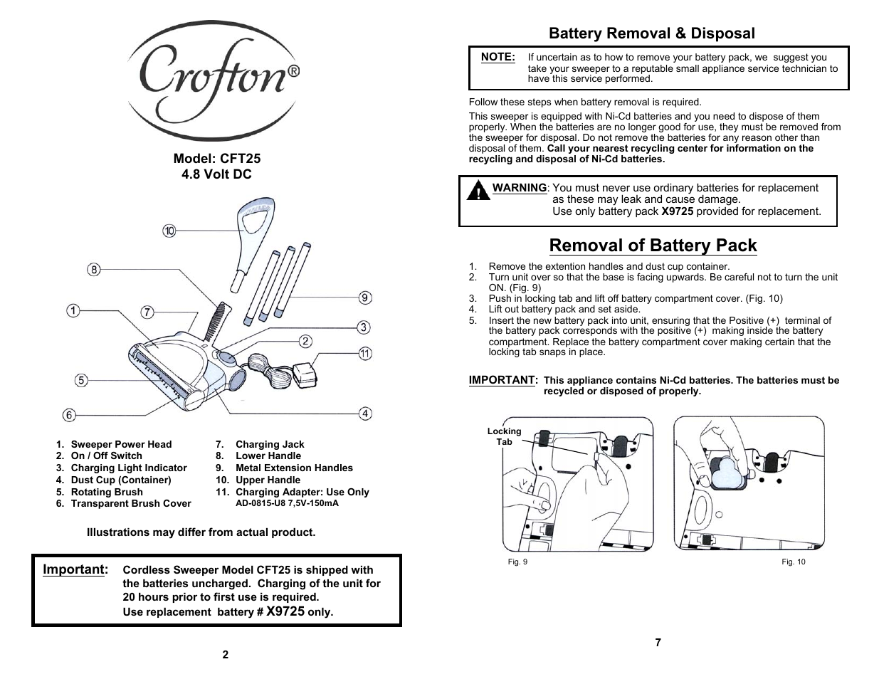 Removal of battery pack, Battery removal & disposal | ALDI CFT25 User Manual | Page 4 / 6