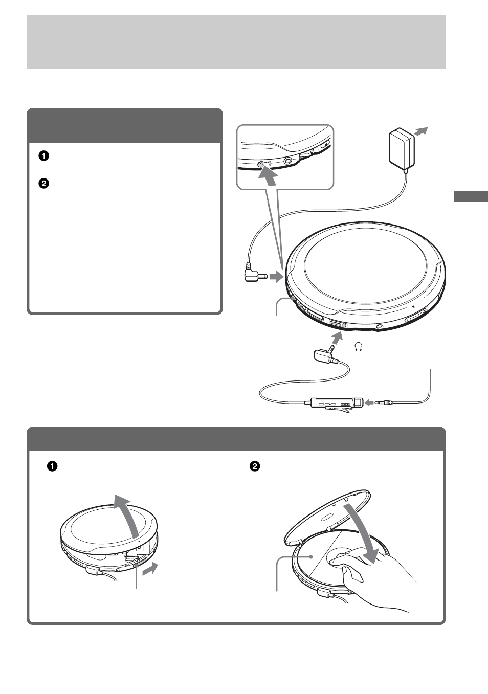 Conecte el reproductor de cd, Inserte un cd, 1 . conecte el reproductor de cd | 2 . inserte un cd | Sony D-NE9 User Manual | Page 49 / 112