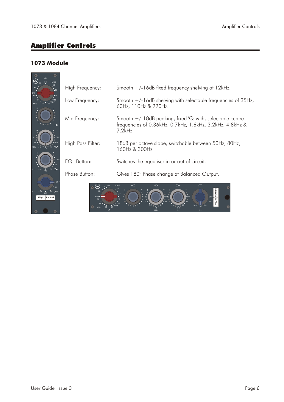 Am pli fier con trols, 1073 mod ule | AMS 1073 User Manual | Page 8 / 44