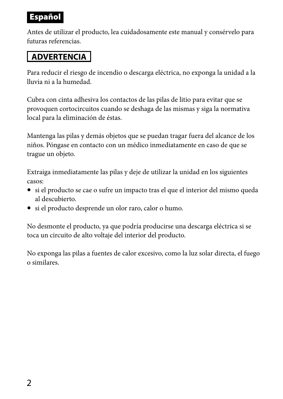 Español, Advertencia | Sony HVL-MT24AM User Manual | Page 120 / 294