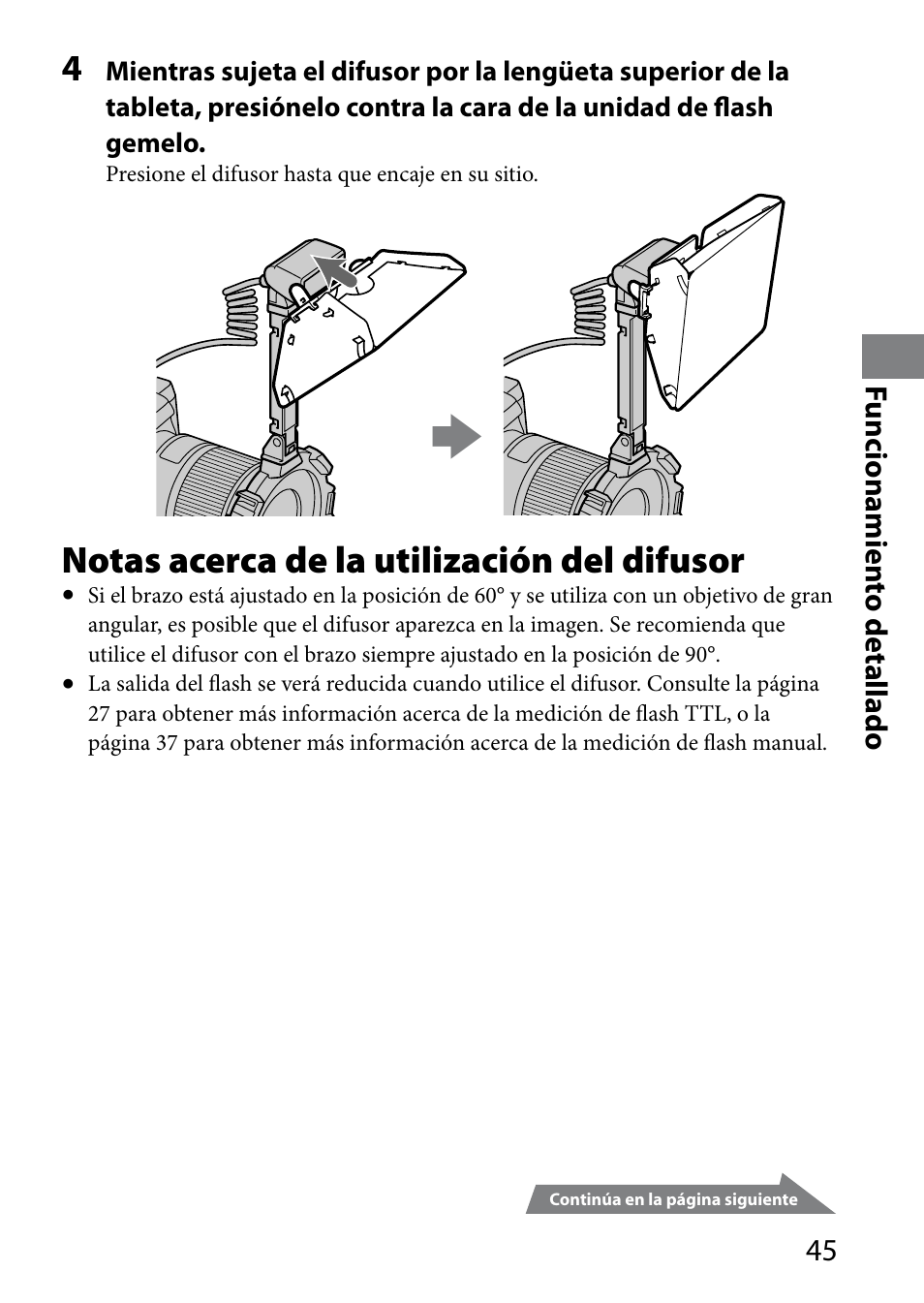 Notas acerca de la utilización del difusor | Sony HVL-MT24AM User Manual | Page 163 / 294