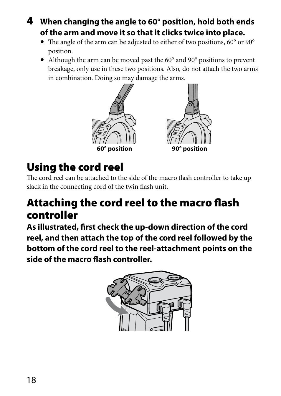Using the cord reel | Sony HVL-MT24AM User Manual | Page 18 / 294