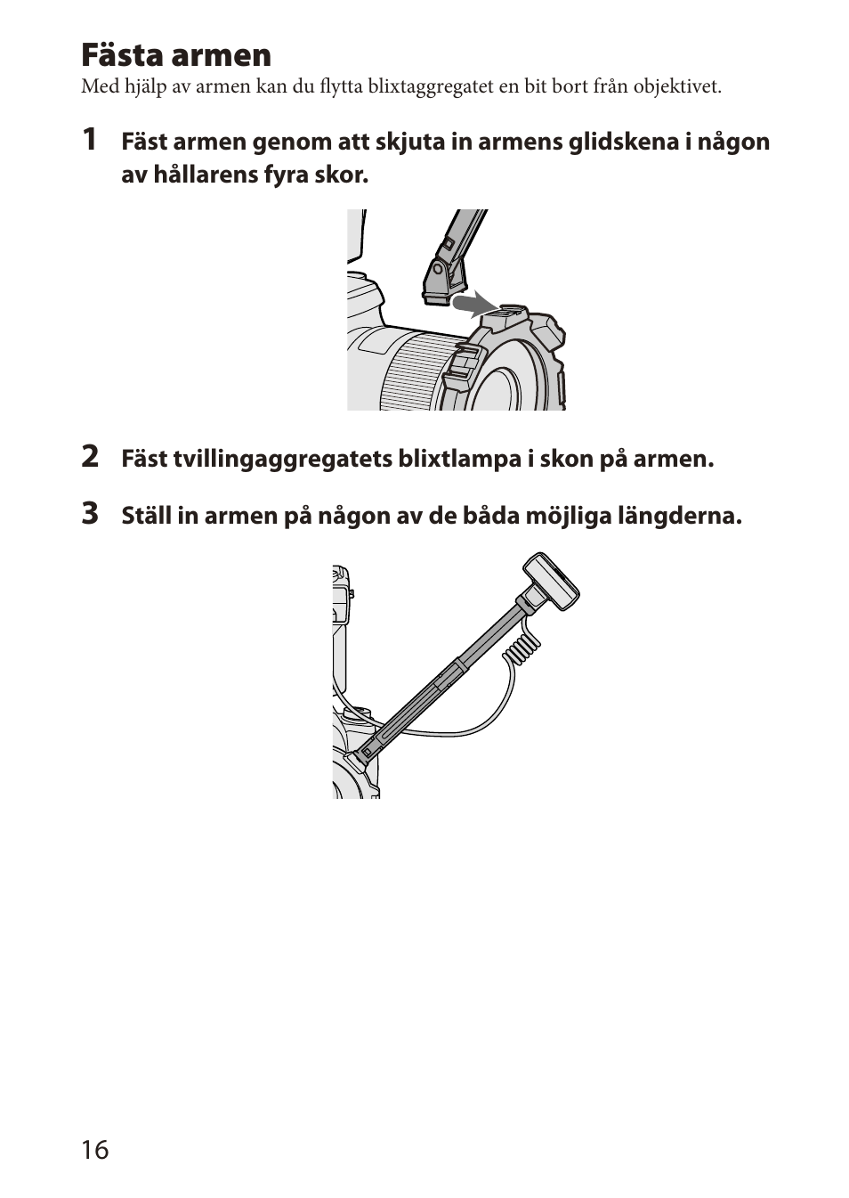 Fästa armen | Sony HVL-MT24AM User Manual | Page 192 / 294