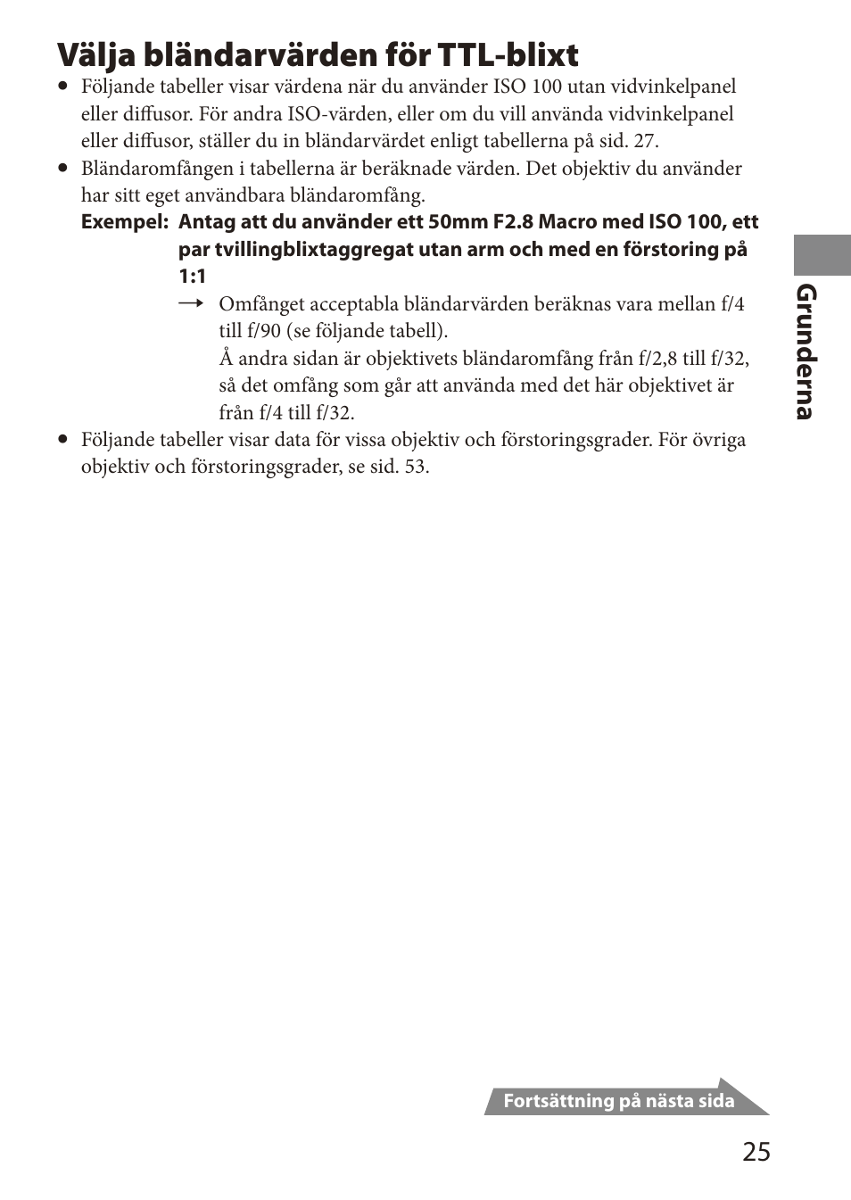 Välja bländarvärden för ttl-blixt, G runderna | Sony HVL-MT24AM User Manual | Page 201 / 294