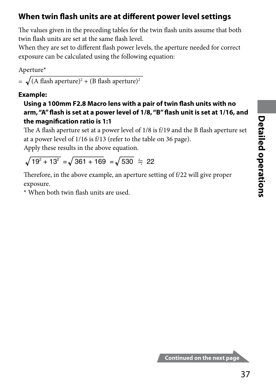 Detailed oper ations | Sony HVL-MT24AM User Manual | Page 37 / 294