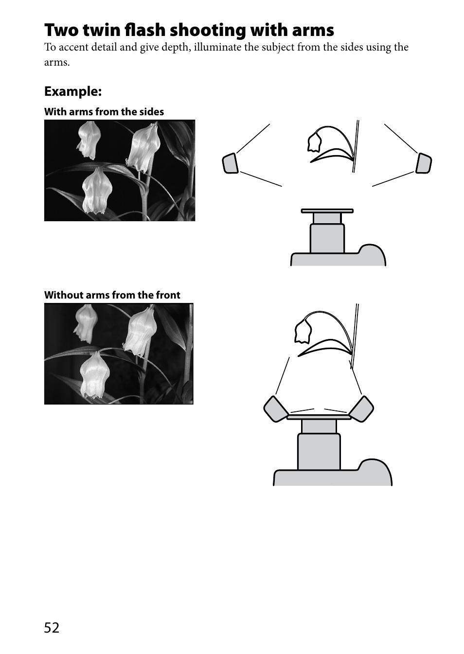 Two twin flash shooting with arms | Sony HVL-MT24AM User Manual | Page 52 / 294