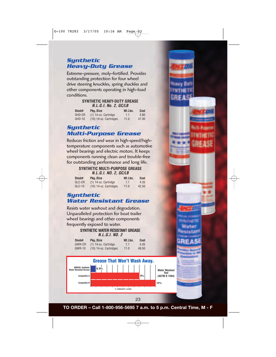 Synthetic water resistant grease, Synthetic heavy-duty grease, Synthetic multi-purpose grease | Grease that won’t wash away | AMS Synthetic Motor Oil User Manual | Page 23 / 40