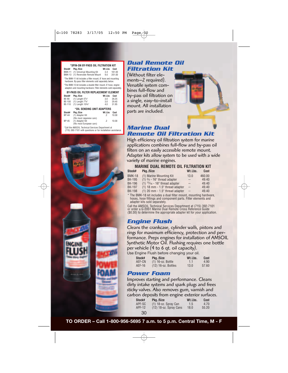 Power foam, Dual remote oil filtration kit, Engine flush | Marine dual remote oil filtration kit | AMS Synthetic Motor Oil User Manual | Page 30 / 40