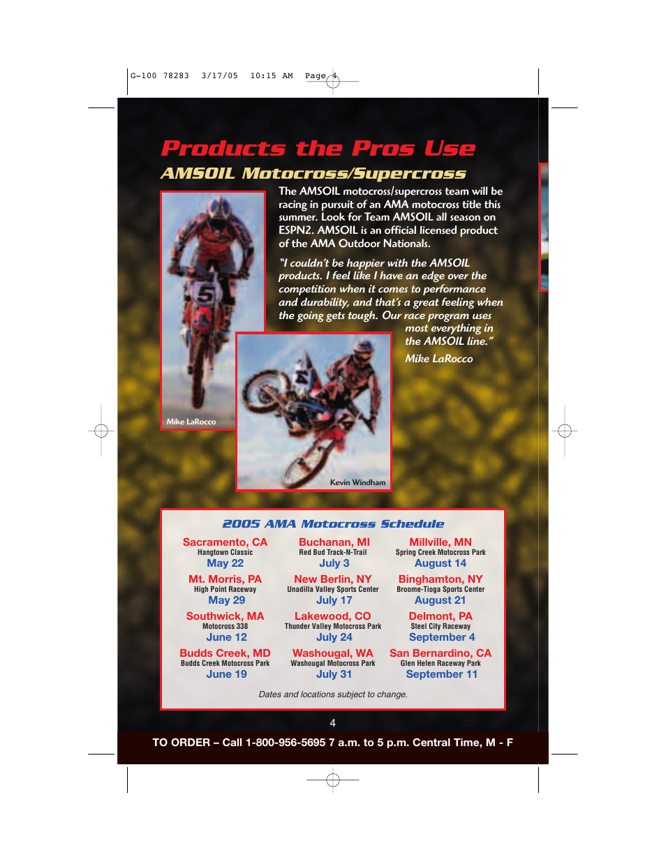 Products the pros use, Amsoil motocross/supercross | AMS Synthetic Motor Oil User Manual | Page 4 / 40