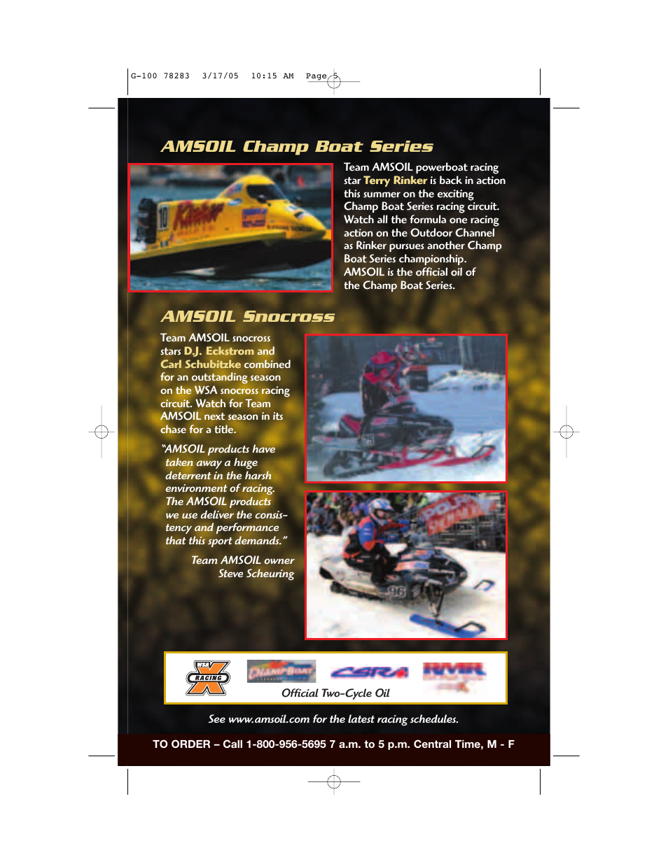 Amsoil champ boat series amsoil snocross | AMS Synthetic Motor Oil User Manual | Page 5 / 40