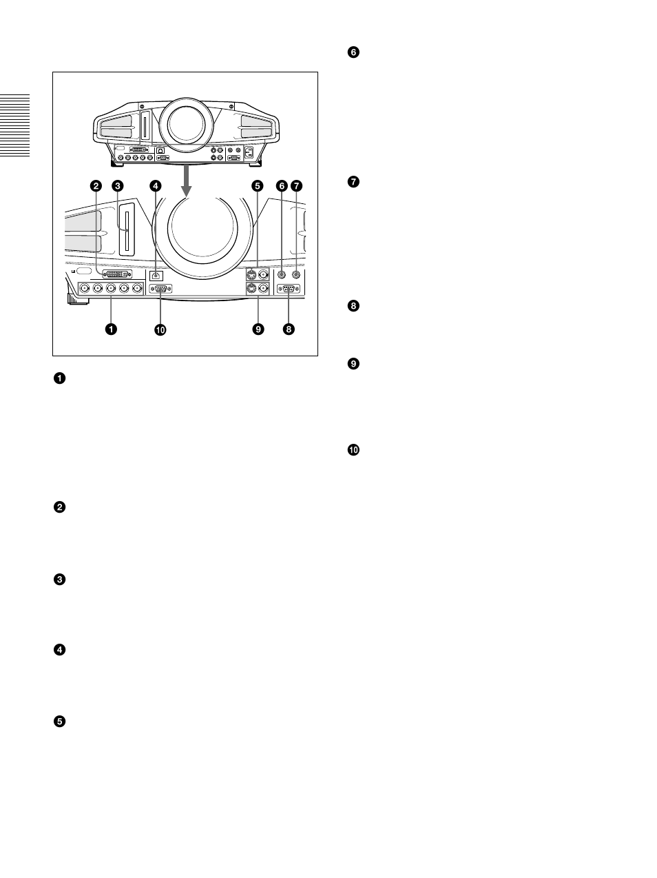 Connector panel, Connector panel (gb), 1input a 5bnc connectors (r/r-y/p | G/y, b/ b-y/p | Sony VPL-FX50 User Manual | Page 12 / 108