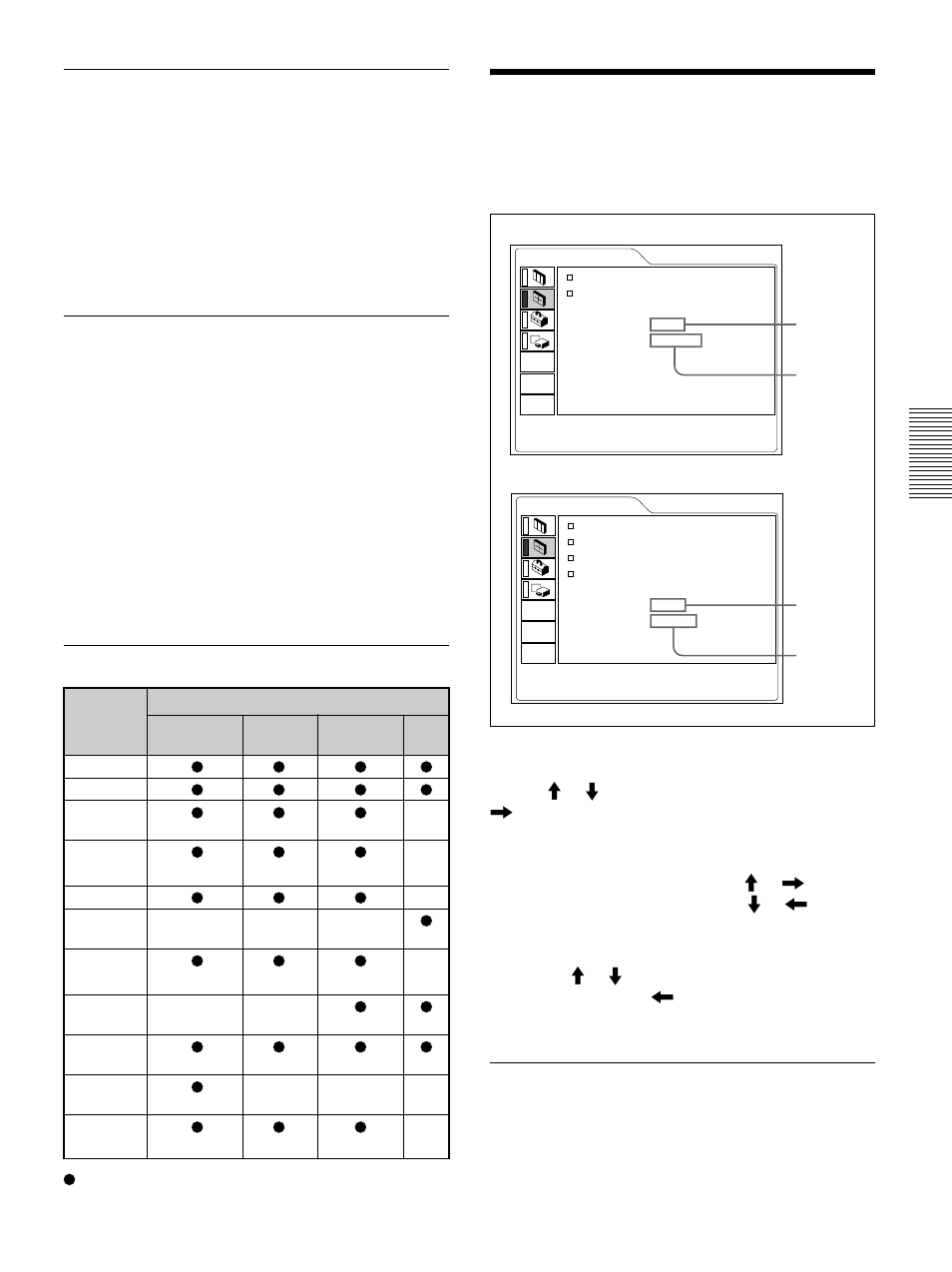 The input setting menu, The input setting menu (gb), Color sys (system) | Dde (dynamic detail enhancer), Input signals and adjustable/setting items, Dot phase | Sony VPL-FX50 User Manual | Page 23 / 108