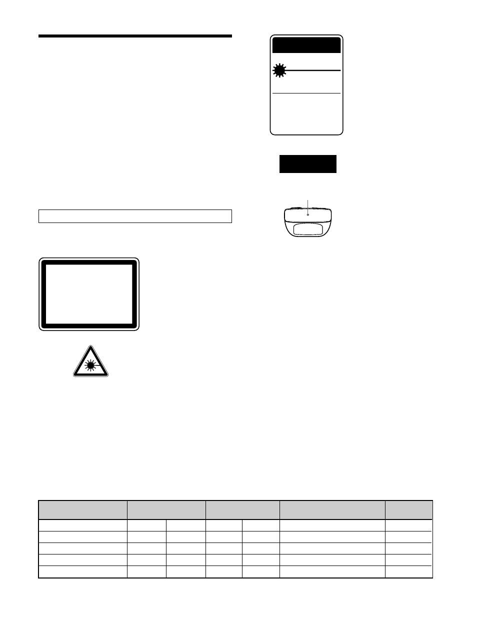 Avertissement, Caution | Sony VPL-FX50 User Manual | Page 38 / 108