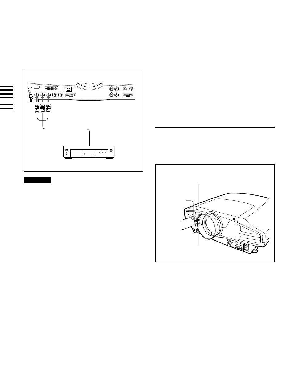 Raccordement au lan, Raccordement à un système à signal rvb, 15k/à des composants (fr) | Raccordement au lan (fr), Installation d’une carte pc, Pour plus de détails, voir page 22 (fr), Pour plus de détails, voir page 24 (fr), Pour plus de détails, voir page 25 (fr), Remarques, Raccordement | Sony VPL-FX50 User Manual | Page 50 / 108