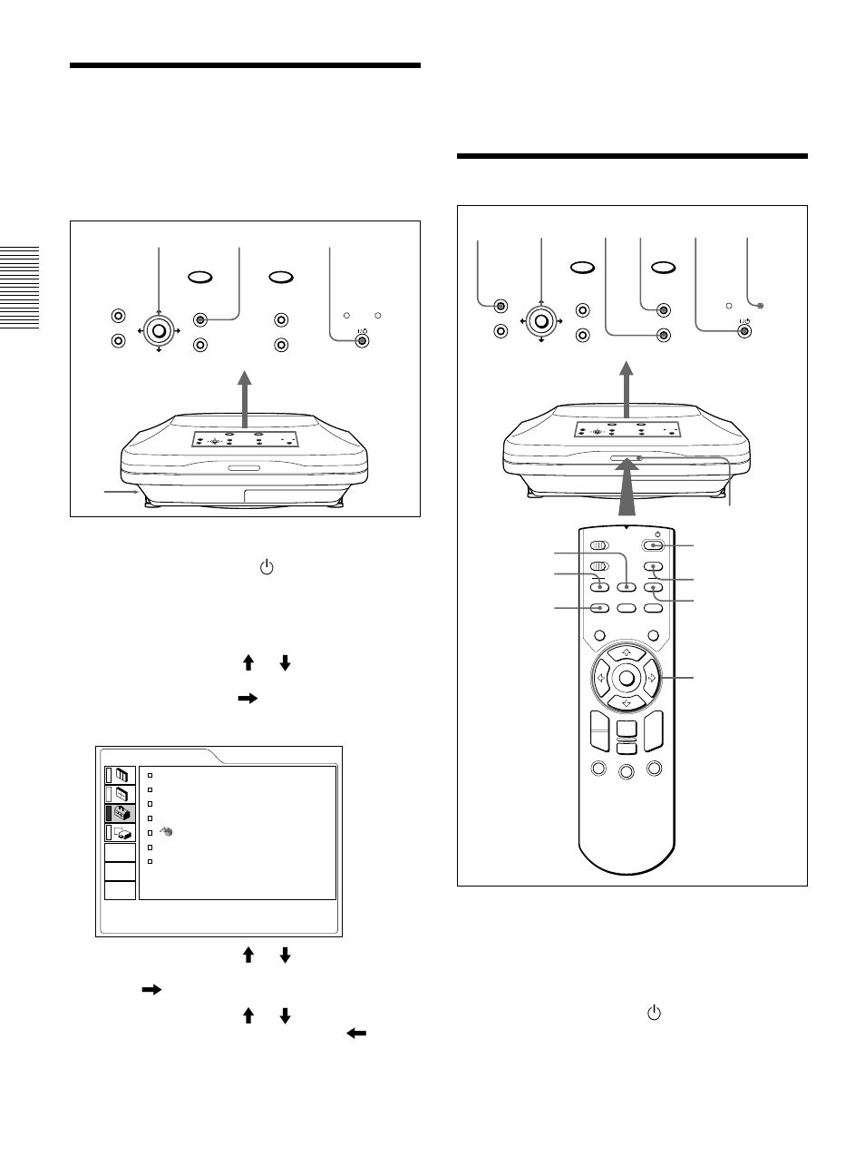 Sélection de la langue d’affichage des menus, Projection, Sélection de la langue d’affichage des menus (fr) | Projection (fr) | Sony VPL-FX50 User Manual | Page 52 / 108