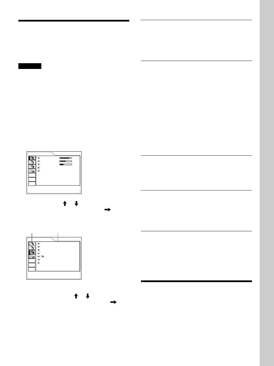 Ajustements et réglages à l’aide du menu, Utilisation du menu, Le menu ctrl image | Utilisation du menu (fr), Le menu ctrl image (fr), Ajustements et régla g es à l’aide du men u, Pour désactiver l’écran de menu, Pour restaurer des paramètres modifiés, A propos de la mémoire des réglages, Si aucun signal n’est entré | Sony VPL-FX50 User Manual | Page 55 / 108