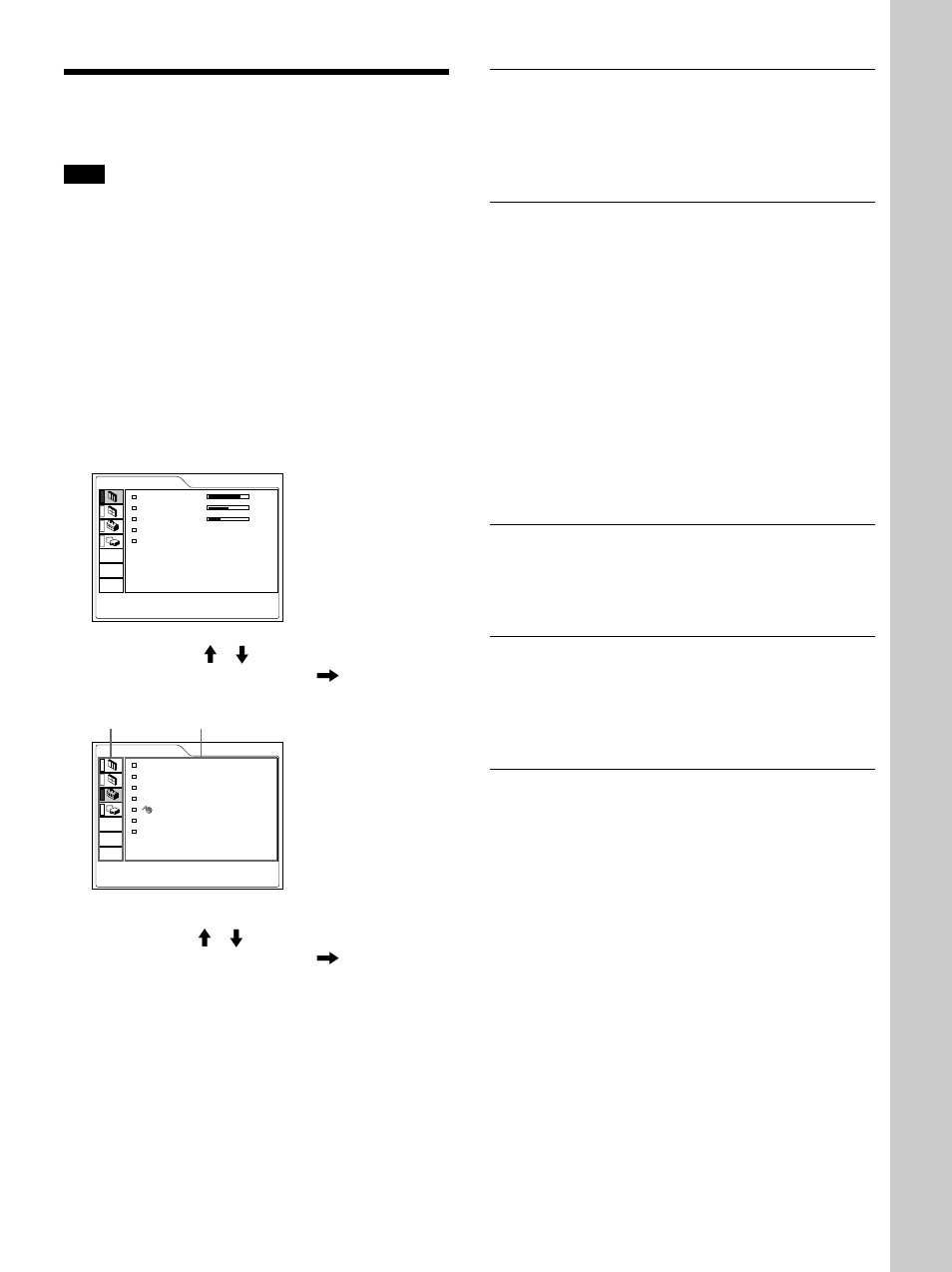 Realización de ajustes mediante el menú, Uso del menu, Uso del menu (es) | Para que la pantalla de menú desaparezca, Si no se introduce ninguna señal, Acerca del menú en pantalla | Sony VPL-FX50 User Manual | Page 89 / 108