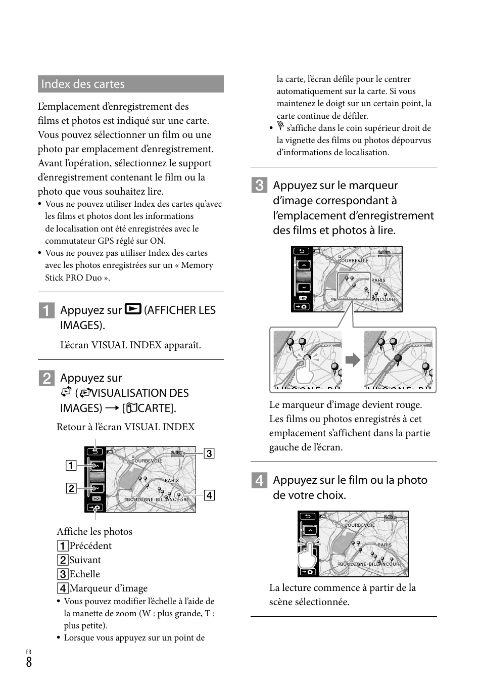 Index des cartes | Sony HDR-CX500E User Manual | Page 18 / 36