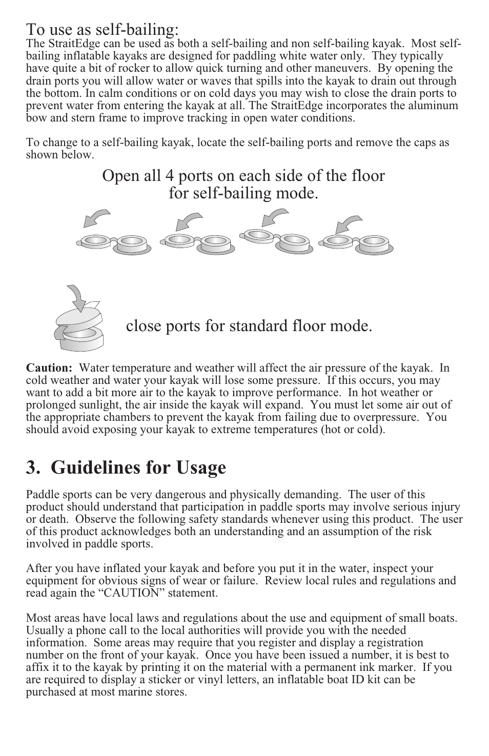 Guidelines for usage | Advanced Elements STRAITEDGE AE1006 User Manual | Page 7 / 12
