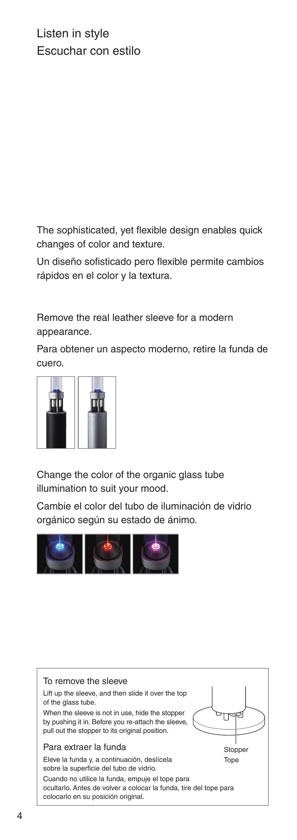 Listen in style escuchar con estilo | Sony NSA-PF1 User Manual | Page 4 / 24
