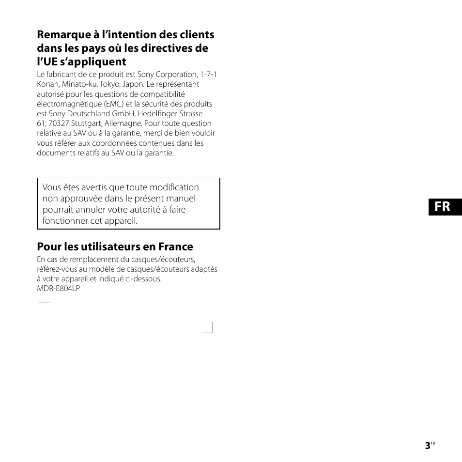 Pour les utilisateurs en france | Sony ICD-UX80 User Manual | Page 17 / 60