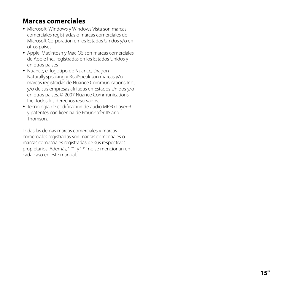 Marcas comerciales | Sony ICD-UX80 User Manual | Page 43 / 60