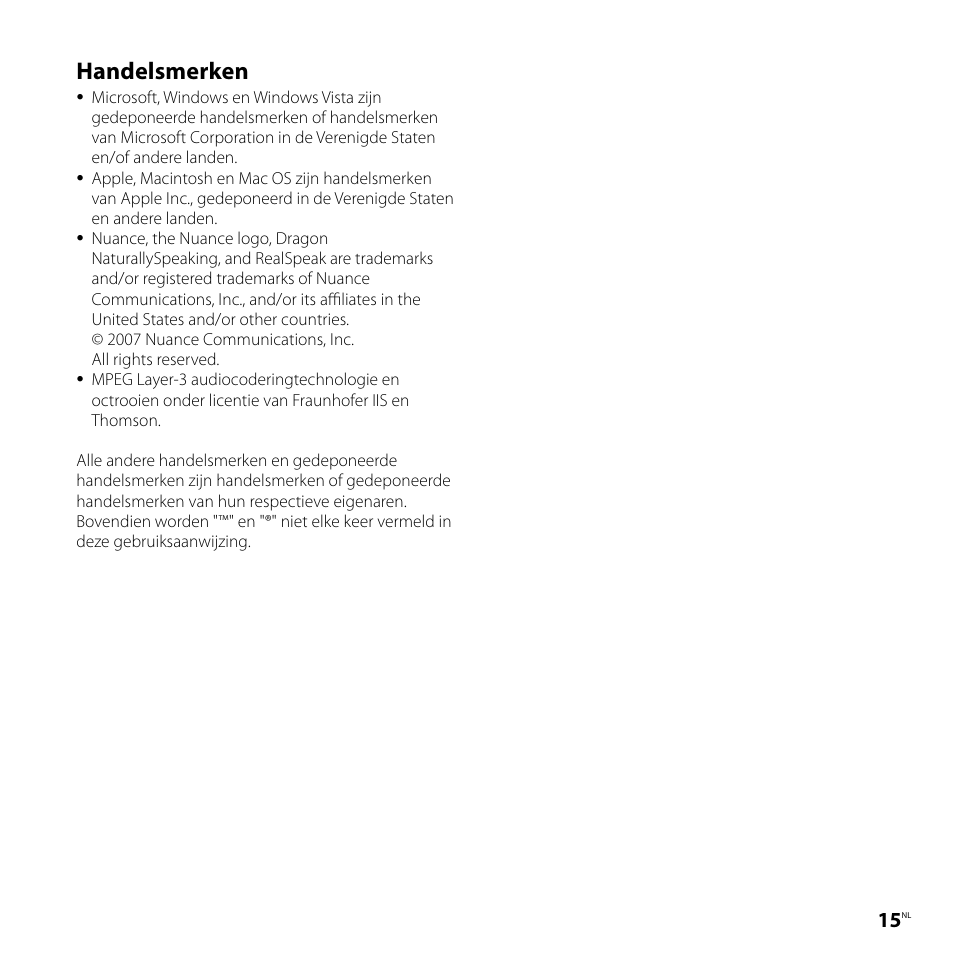 Handelsmerken | Sony ICD-UX80 User Manual | Page 57 / 60