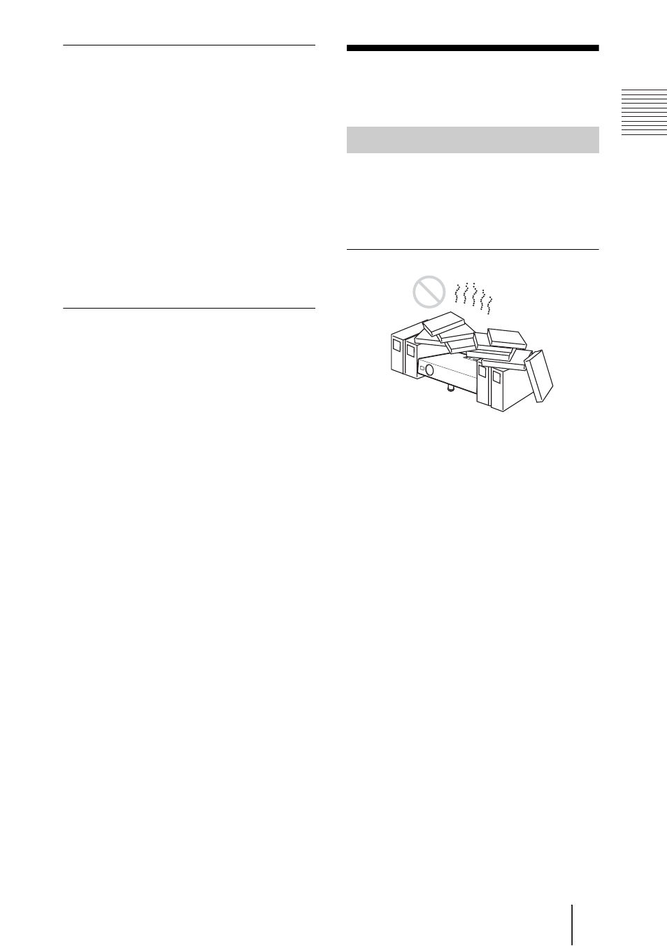 Notas sobre la instalación, Instalación inadecuada | Sony VPL-ES1 User Manual | Page 107 / 156