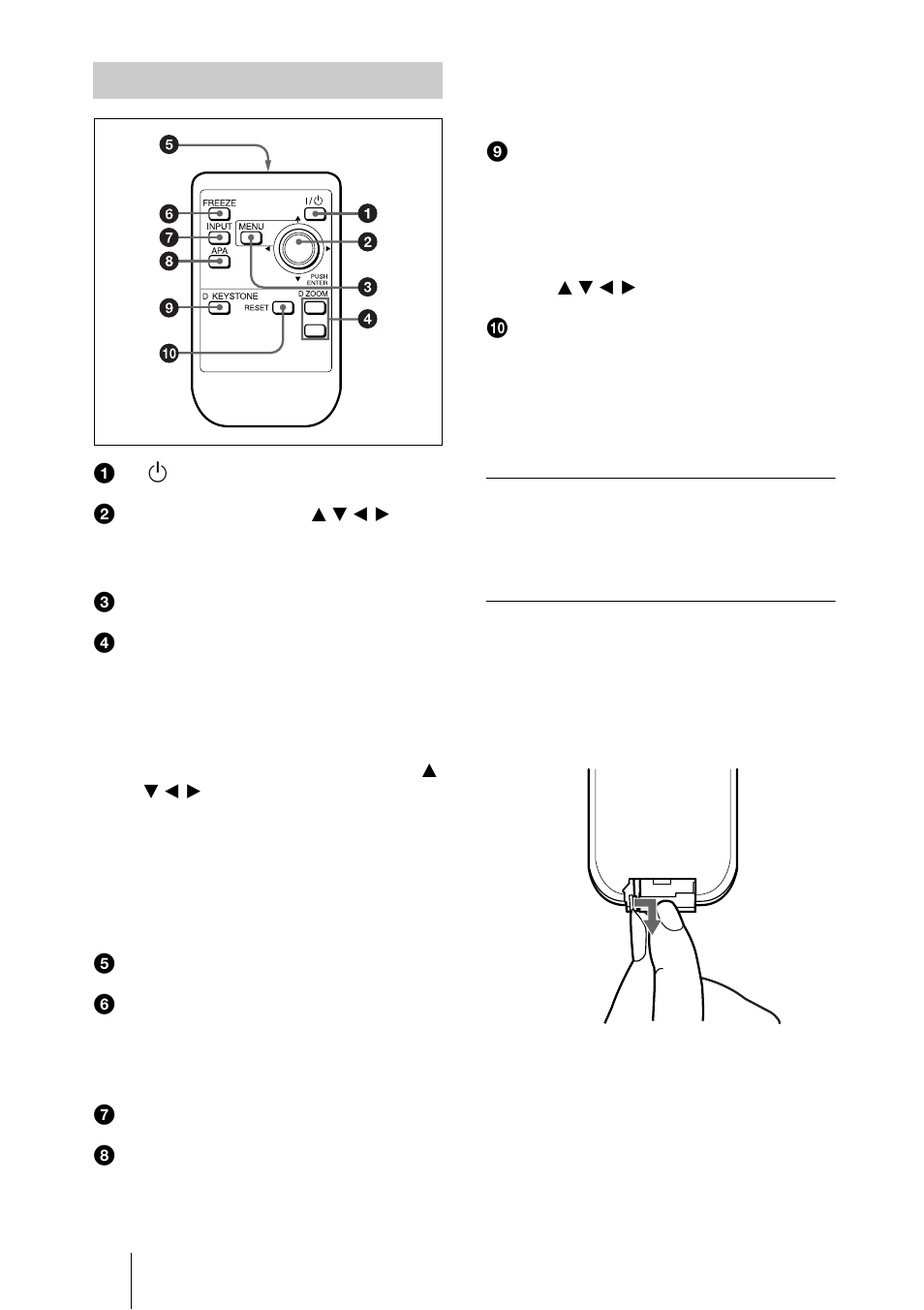 Remote commander | Sony VPL-ES1 User Manual | Page 14 / 156