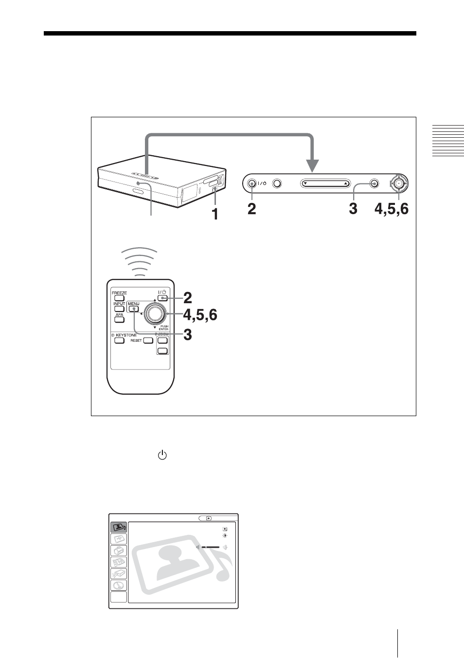 Selecting the menu language | Sony VPL-ES1 User Manual | Page 21 / 156