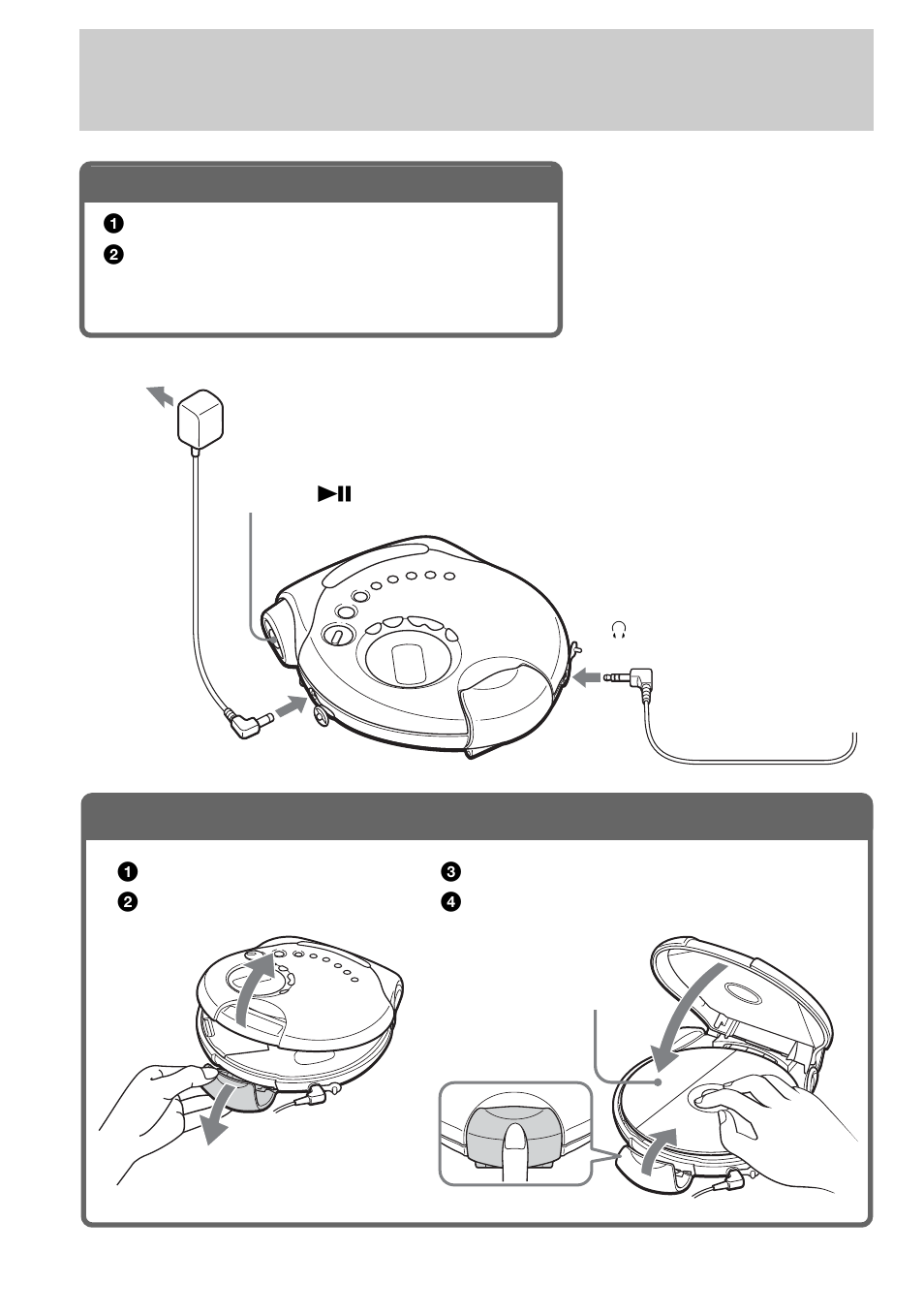 Conecte el reproductor de cd, Inserte un cd, 1 . conecte el reproductor de cd | 2 . inserte un cd | Sony D-NS921F User Manual | Page 54 / 128
