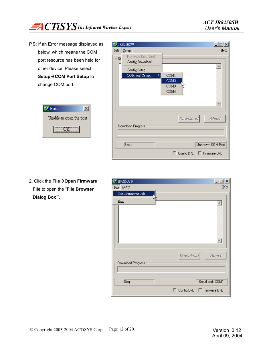 ACTiSYS ACT-IR8250SW User Manual | Page 13 / 21