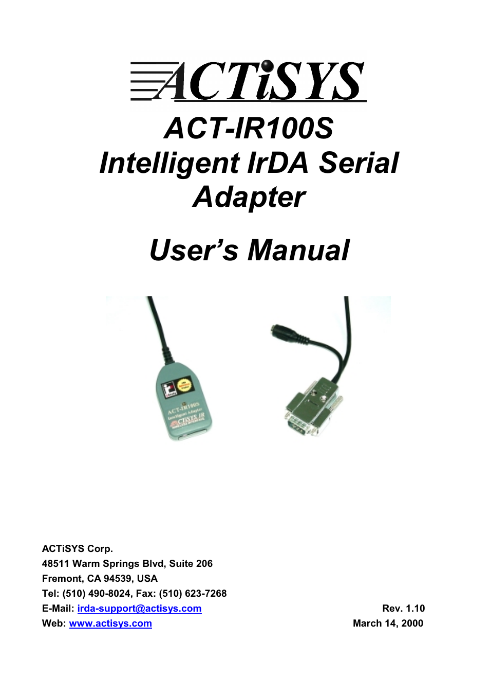 ACTiSYS ACT-IR100S User Manual | 23 pages