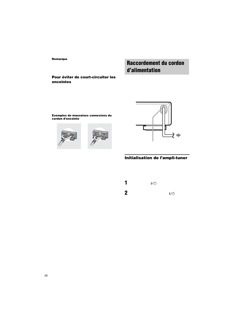 Raccordement du cordon d’alimentation, Raccordement du cordon, D’alimentation | Sony STR-LV500 User Manual | Page 10 / 72