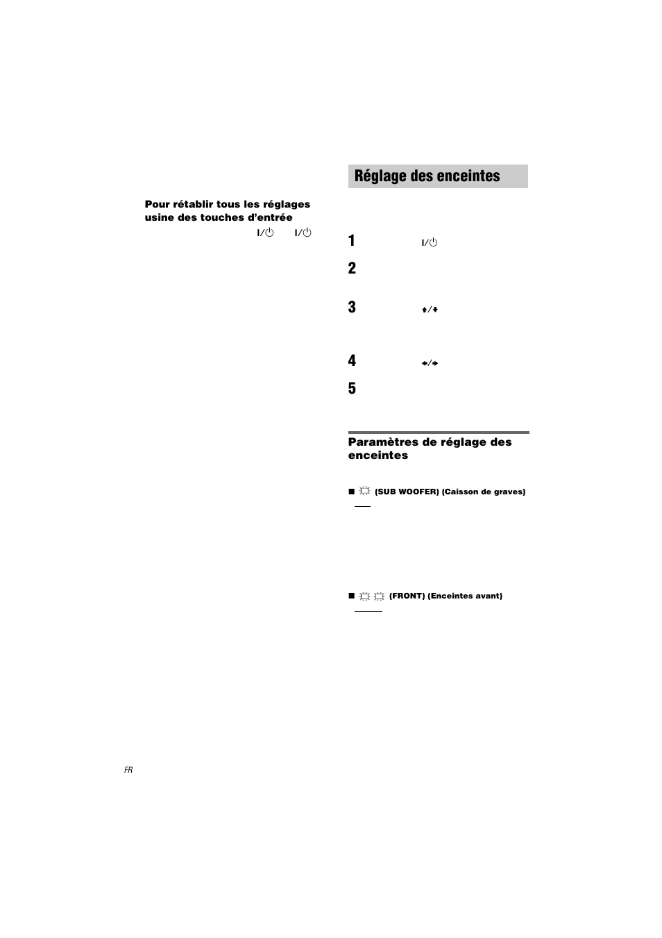 Réglage des enceintes | Sony STR-LV500 User Manual | Page 24 / 72