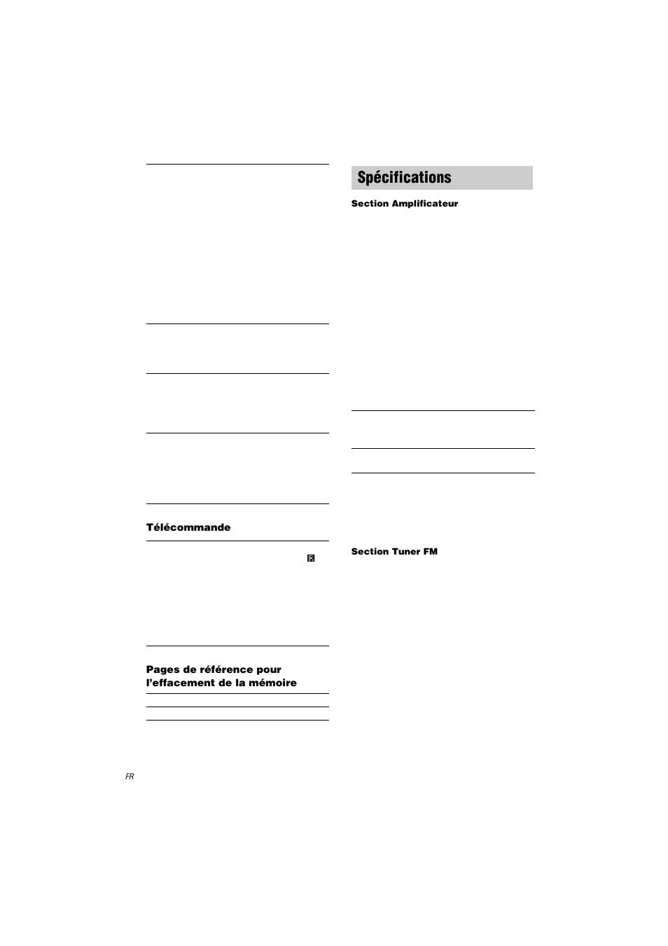 Spécifications | Sony STR-LV500 User Manual | Page 30 / 72