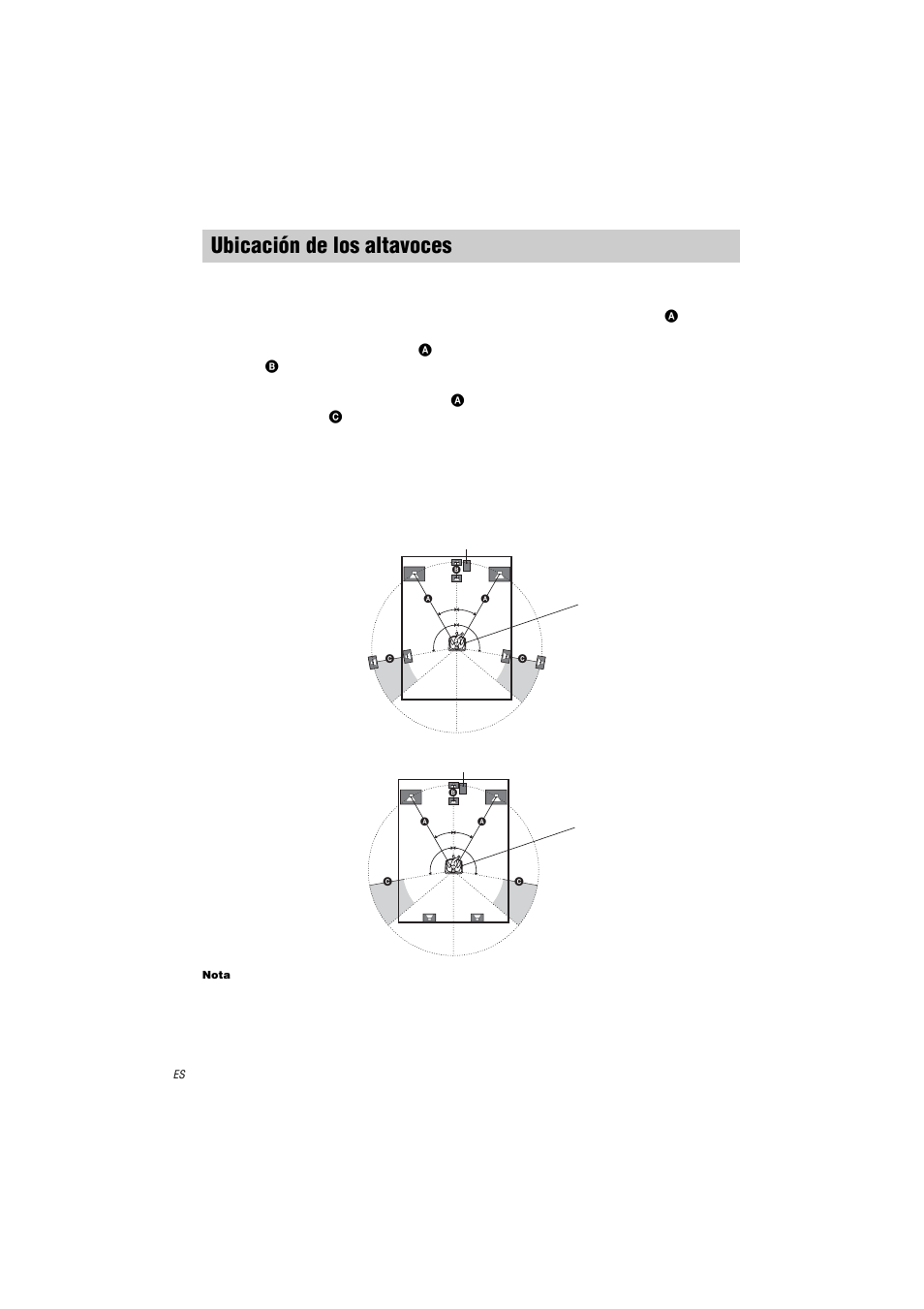 Ubicación de los altavoces | Sony STR-LV500 User Manual | Page 42 / 72