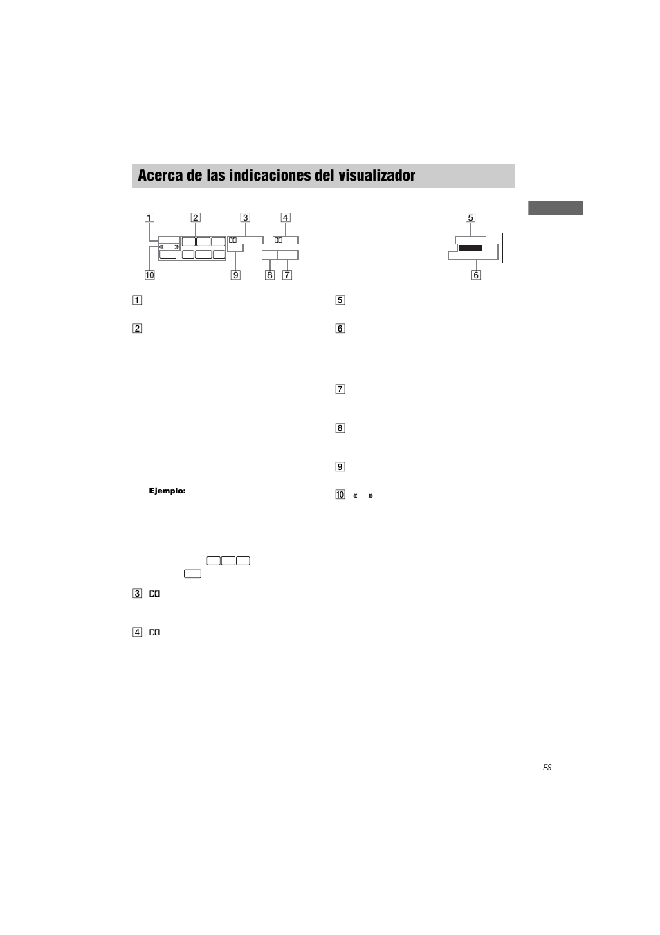 Acerca de las indicaciones del visualizador, Acerca de las indicaciones del, Visualizador | Sony STR-LV500 User Manual | Page 51 / 72