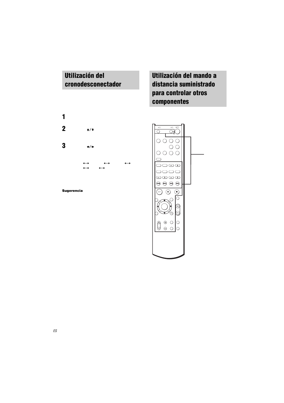 Utilización del cronodesconectador, Suministrado para controlar otros componentes, Presione b/b el tiempo | Sugerencia | Sony STR-LV500 User Manual | Page 56 / 72