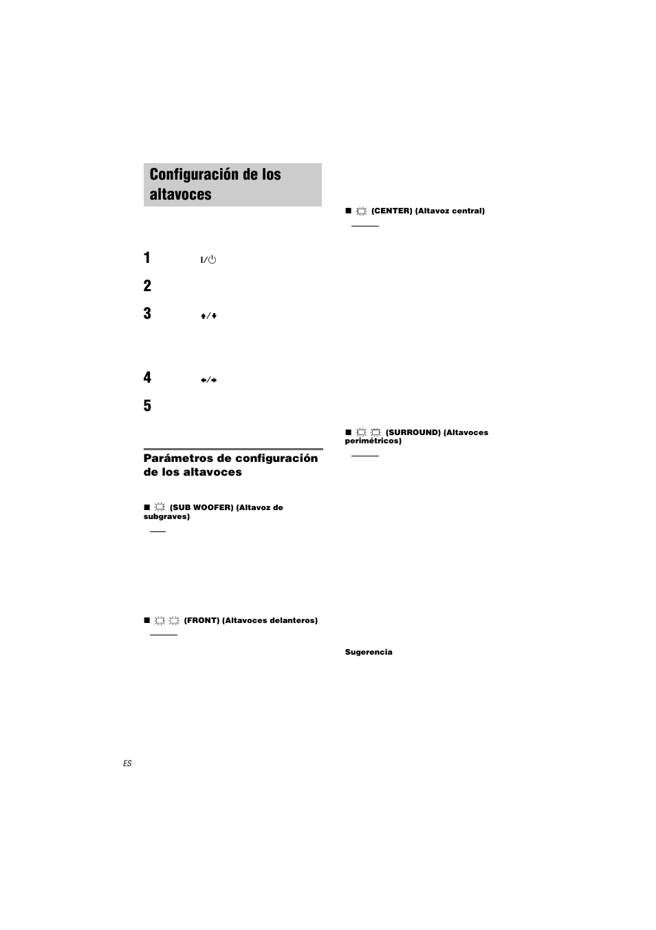 Configuración de los altavoces | Sony STR-LV500 User Manual | Page 60 / 72