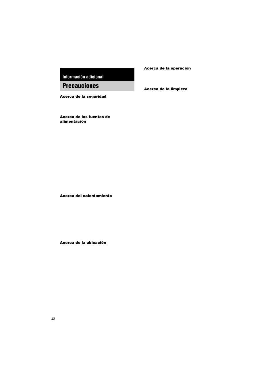 Información adicional, Precauciones | Sony STR-LV500 User Manual | Page 64 / 72