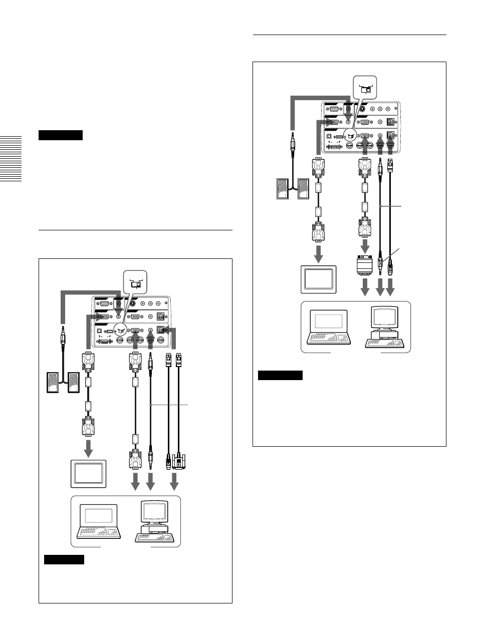 Raccordement à un ordinateur macintosh, Raccordement à un ordinateur ibm pc/at compatible, Raccordement | Remarques, Remarque, Adaptateur de signal (non fourni), Vers input a ou input b | Sony VPL-PX30 User Manual | Page 56 / 124