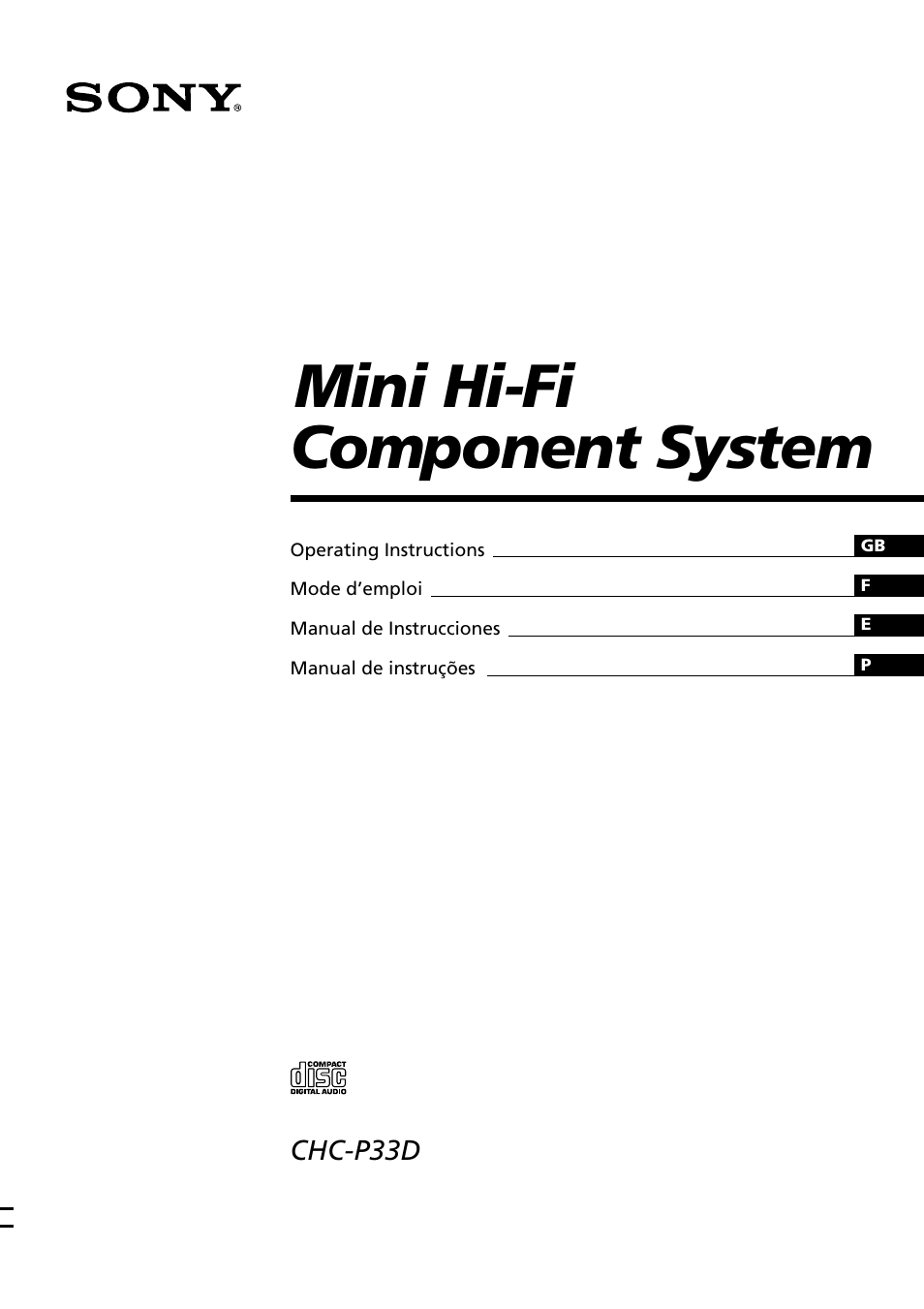 Sony CHC-P33D User Manual | 33 pages